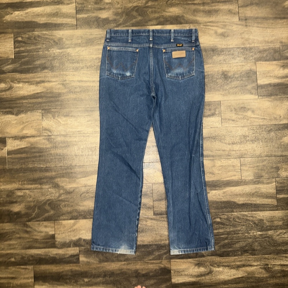 Wrangler Cowboy Cut Dark Wash Denim Jeans Straight Leg Regular Fit Men's 35x32